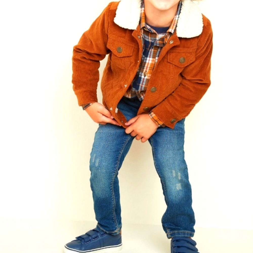 Burnt orange corduroy button up jacket